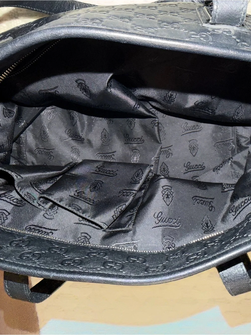 Gucci Black Embossed GG Leather Briefcase